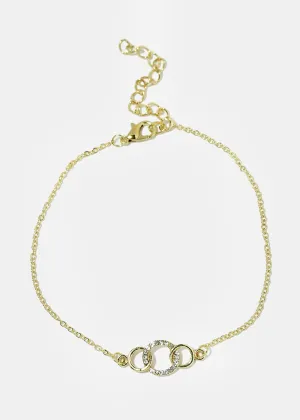 Circle Linked Rhinestone Bracelet
