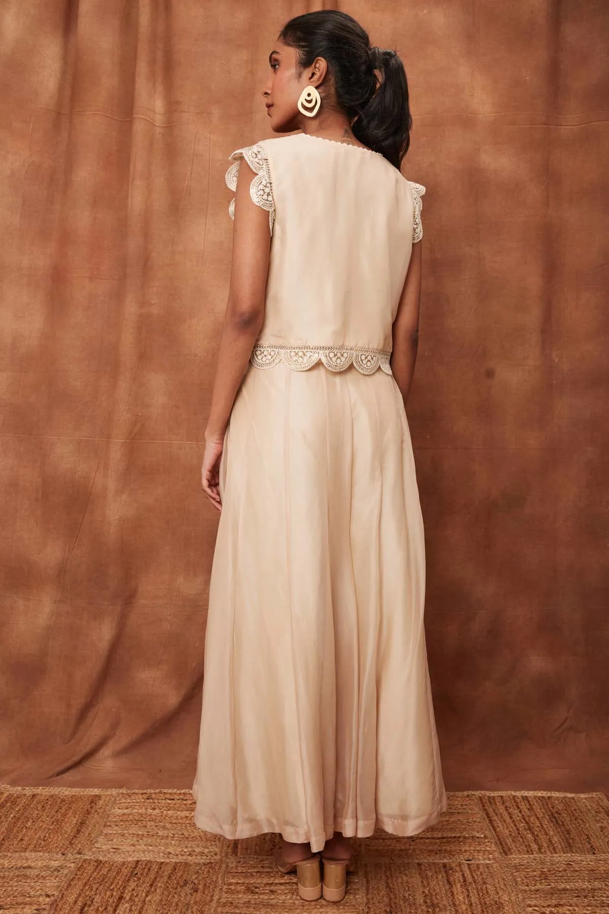 Cream Fine Pintuck Top & Pants
