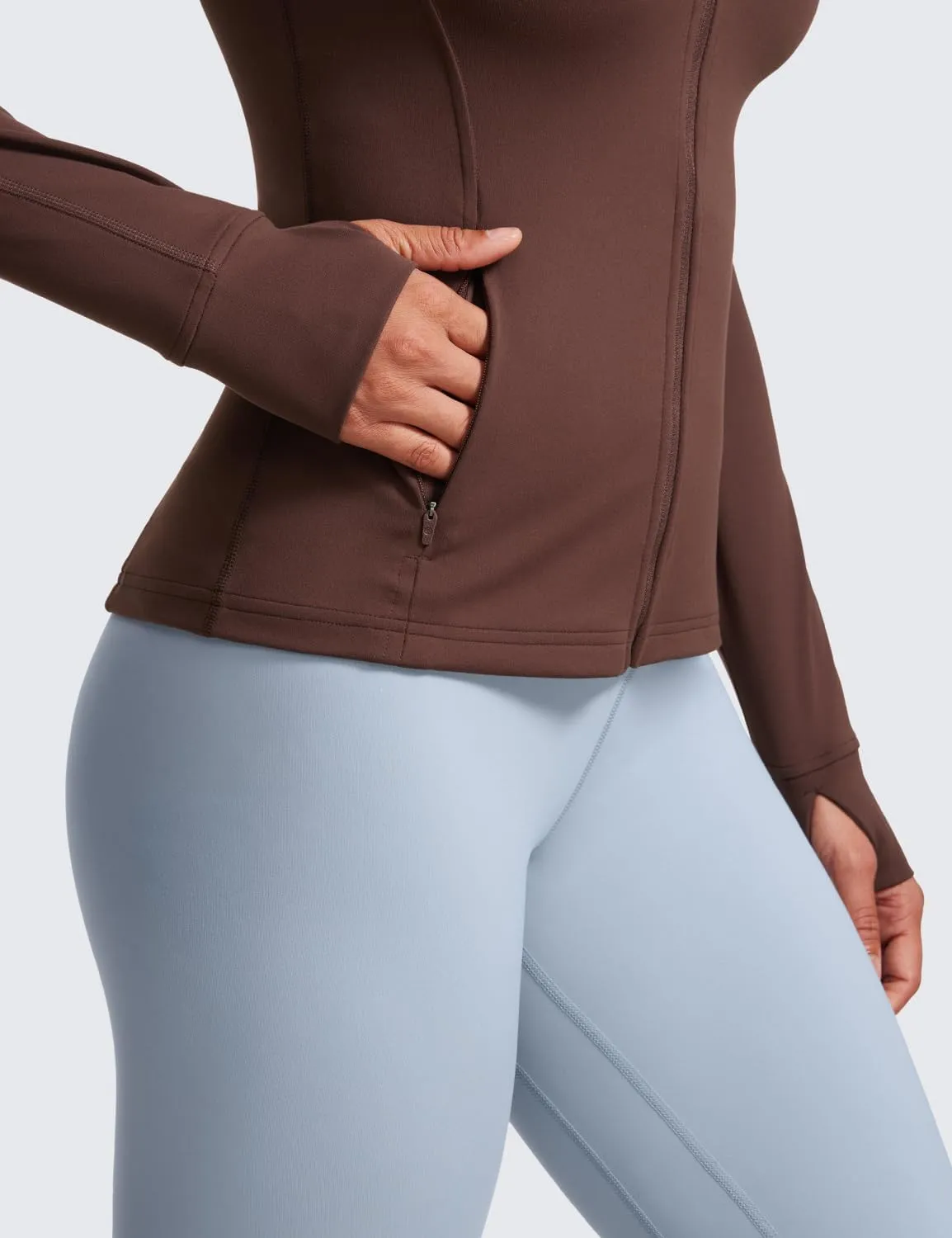 CRZ YOGA Butterluxe Womens Full Zip Workout Jackets Slim Fit Track Athletic Tops with Thumb Holes