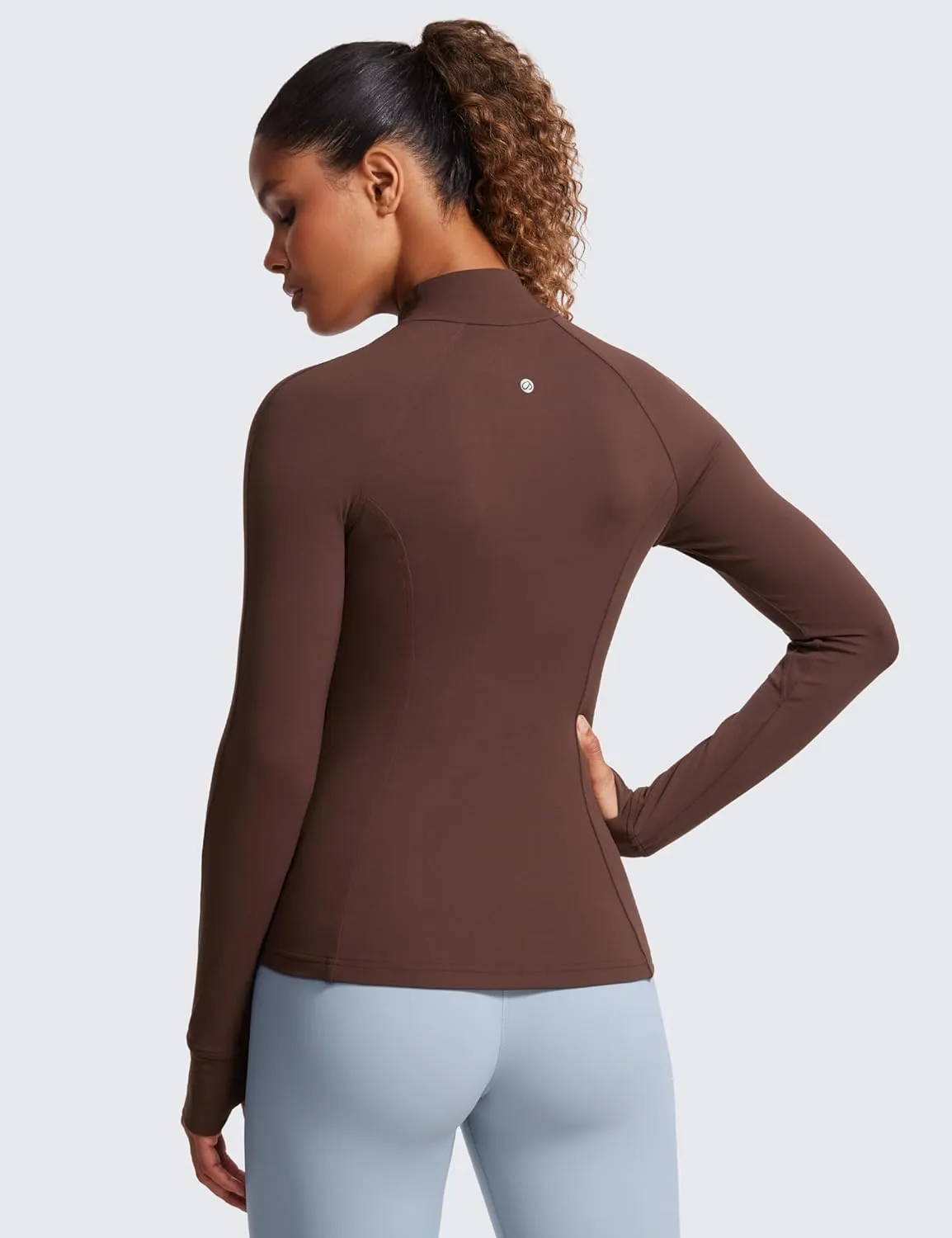 CRZ YOGA Butterluxe Womens Full Zip Workout Jackets Slim Fit Track Athletic Tops with Thumb Holes