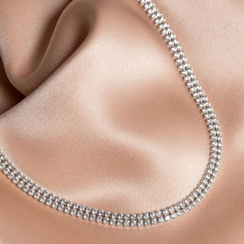 Double Sparkle Line Necklace | Sterling Silver