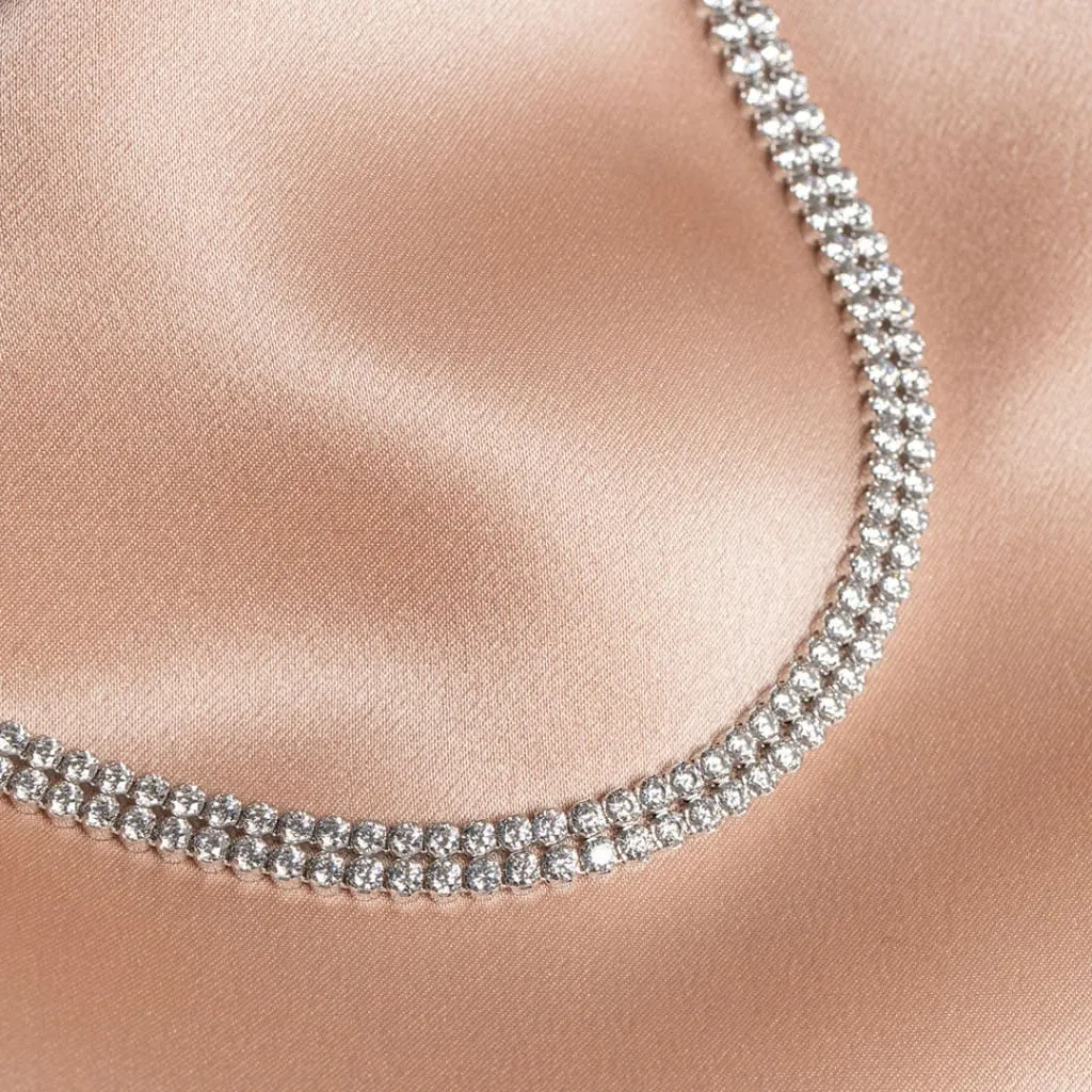 Double Sparkle Line Necklace | Sterling Silver