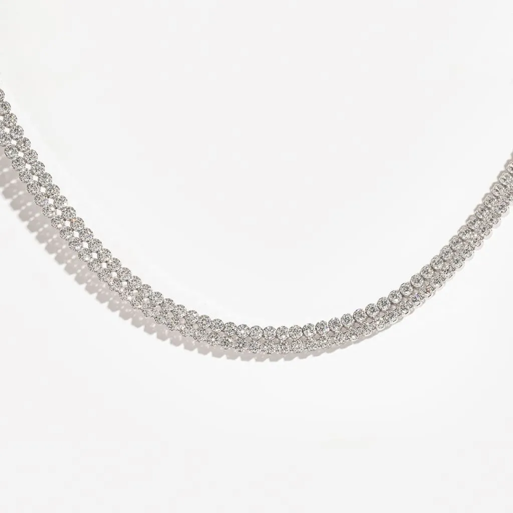 Double Sparkle Line Necklace | Sterling Silver