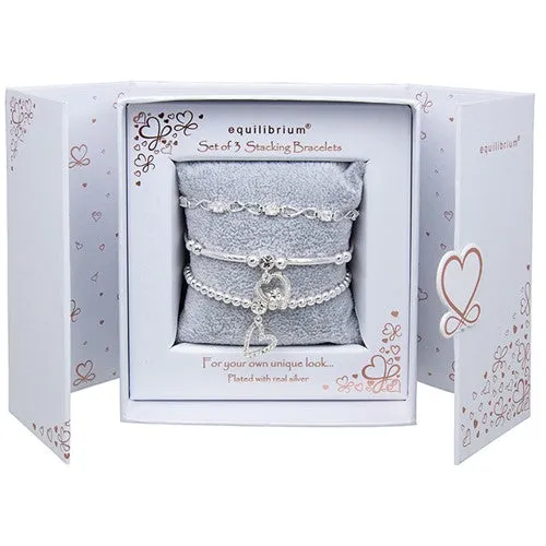 Equilibrium Silver Stacking Bracelet Gift Set - Sparkle