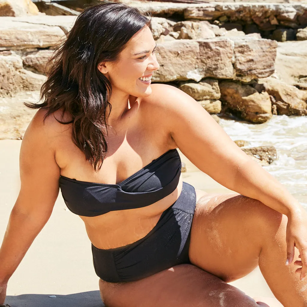 Erica Bikini Bottom High Waisted Ribbed Black