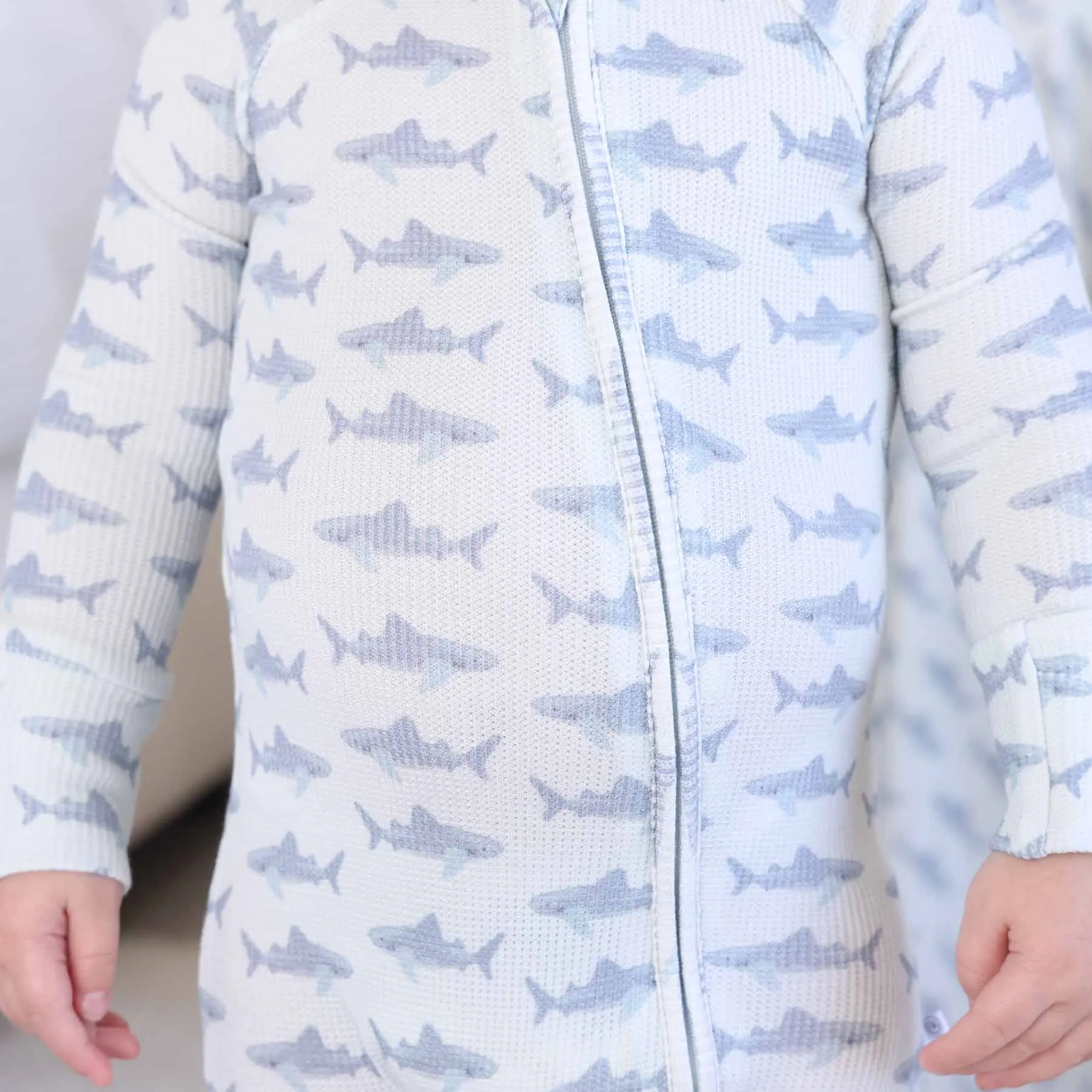 Fins Up Waffle Bamboo Convertible Zip Romper