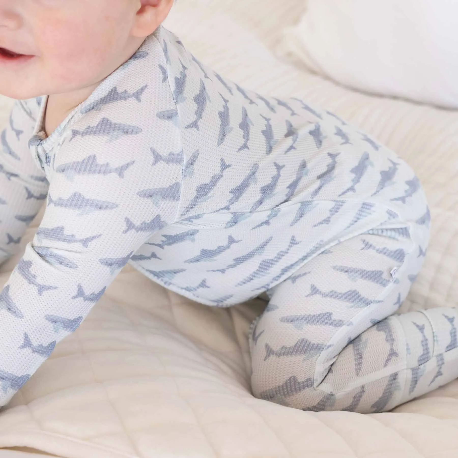 Fins Up Waffle Bamboo Convertible Zip Romper