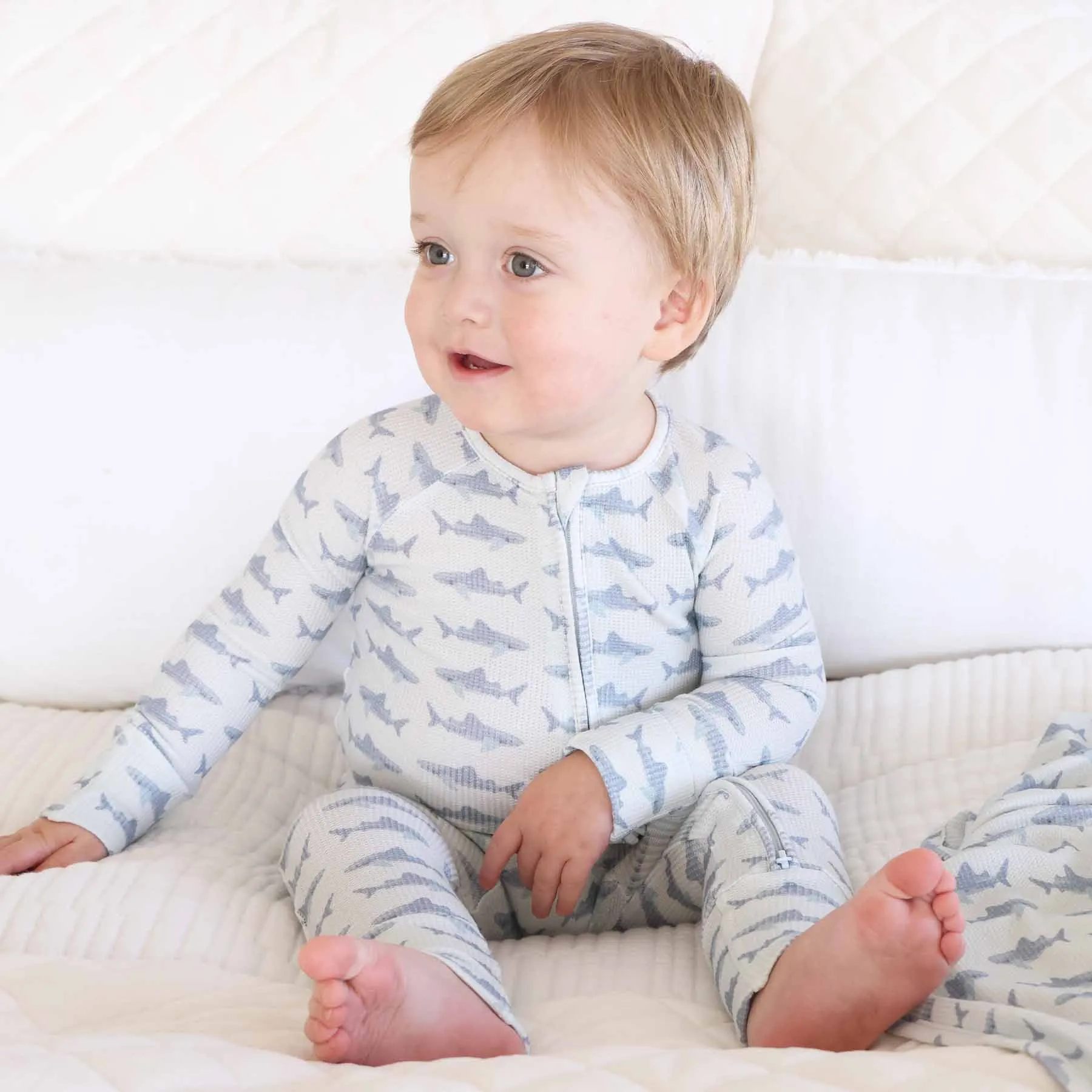 Fins Up Waffle Bamboo Convertible Zip Romper