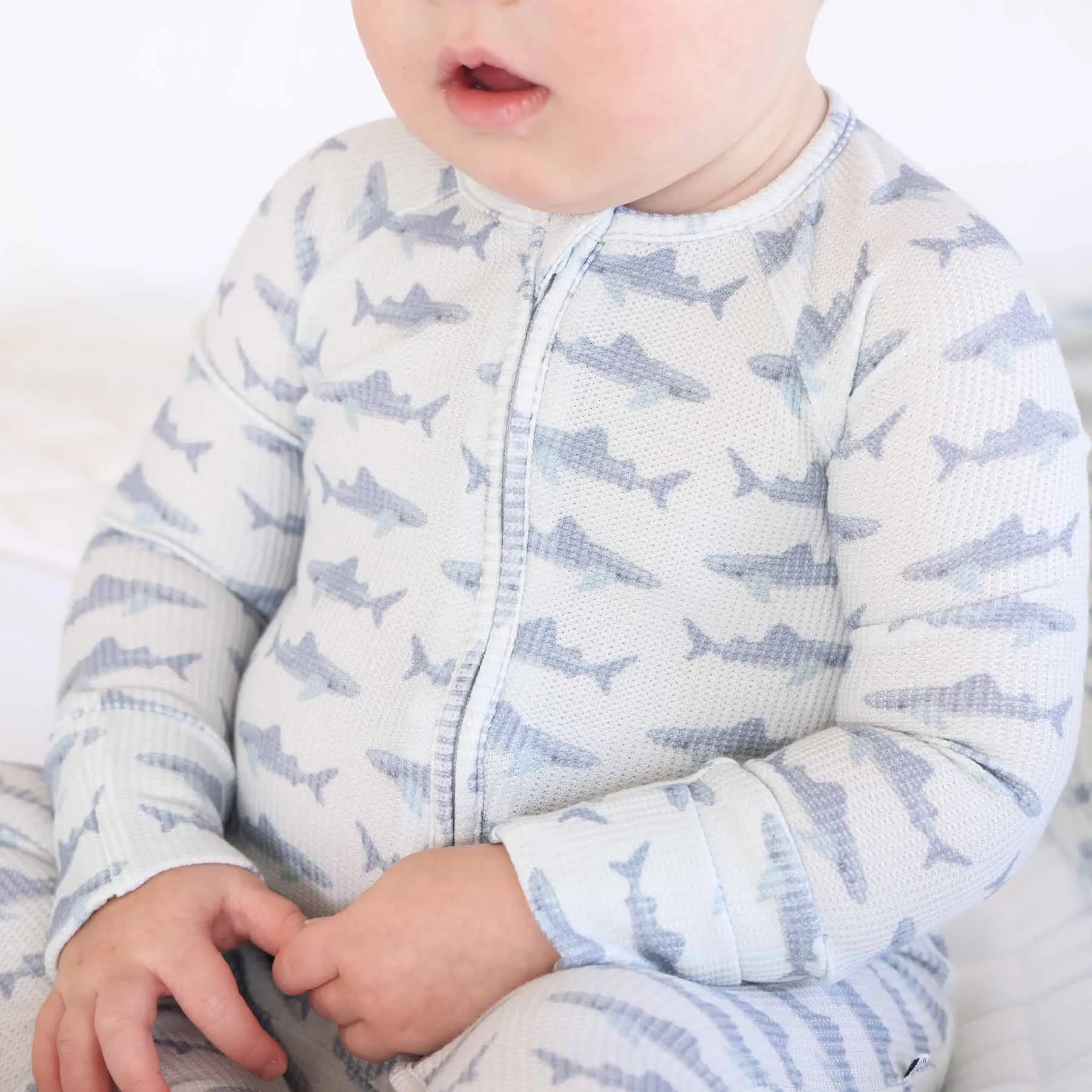 Fins Up Waffle Bamboo Convertible Zip Romper