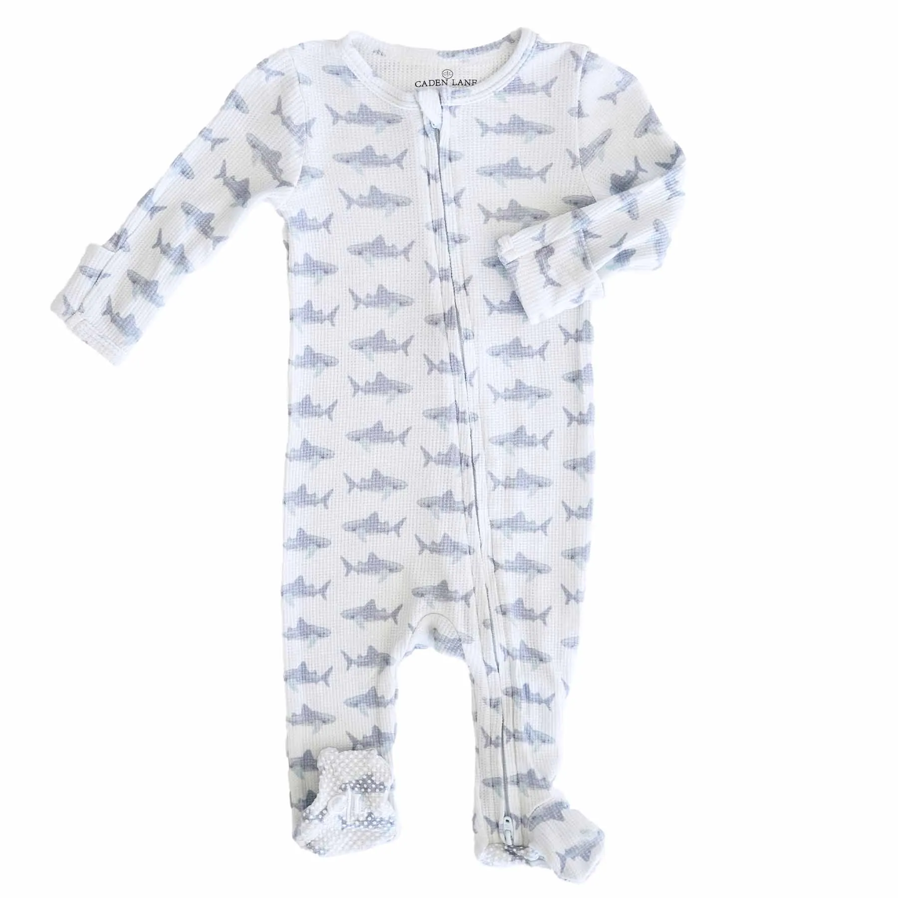 Fins Up Waffle Bamboo Zipper Footie