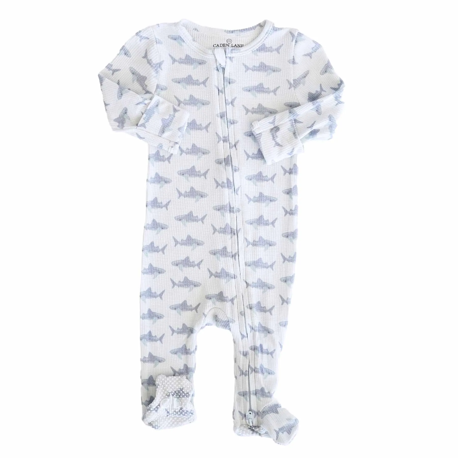 Fins Up Waffle Bamboo Zipper Footie