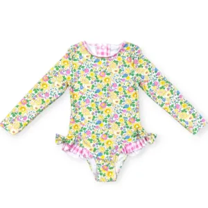 flowers and checkers swimsuit