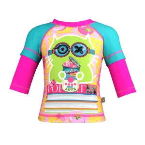 Gatto Pop Art Baby Girl Long Sleeve Rash Guard Shirt