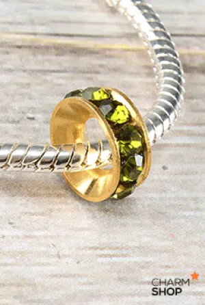 Glimmering Green Stone Bead Charm