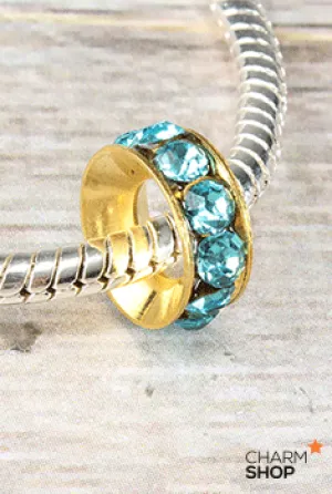 Glimmering Light Blue Stone Bead Charm