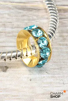 Glimmering Light Blue Stone Bead Charm