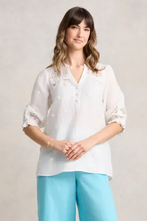 Lace Embroidered Linen Top