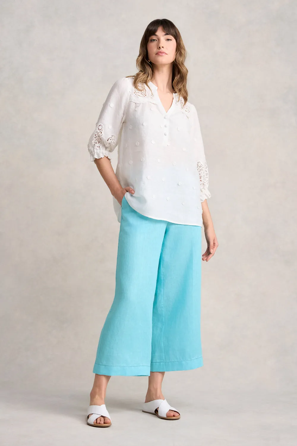 Lace Embroidered Linen Top