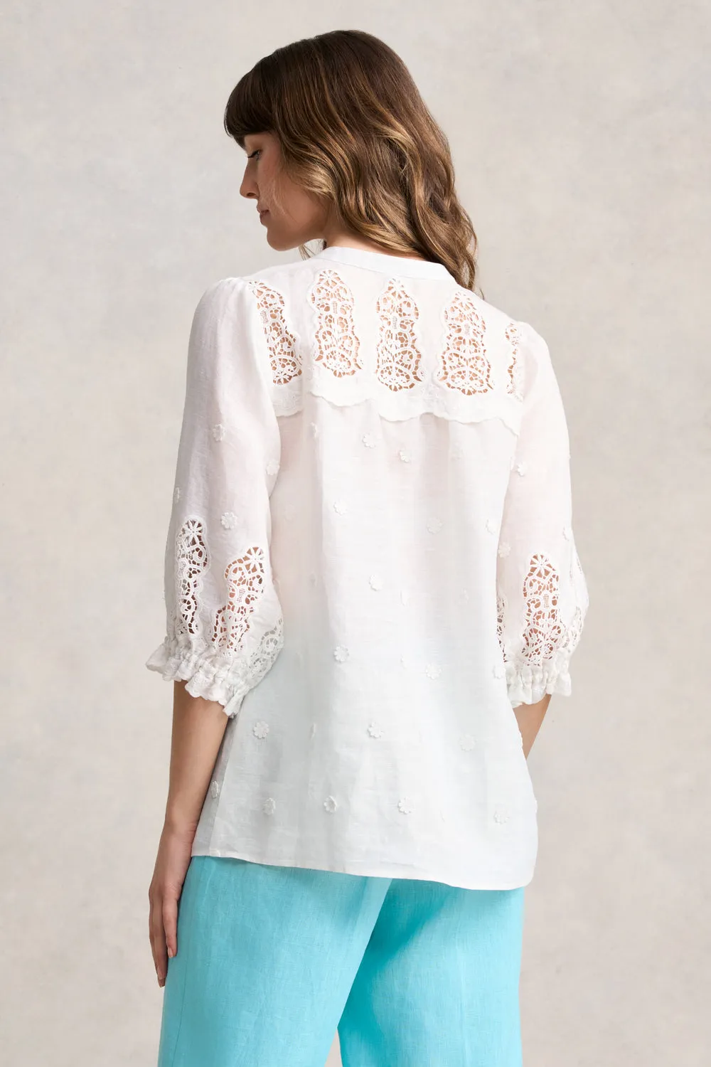 Lace Embroidered Linen Top