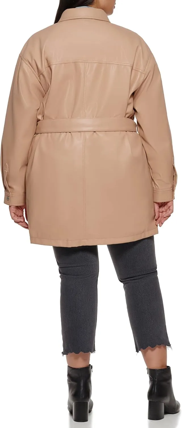 Levi's Women's Faux Leather Belted Shirt Jacket (Standard & Plus Sizes)