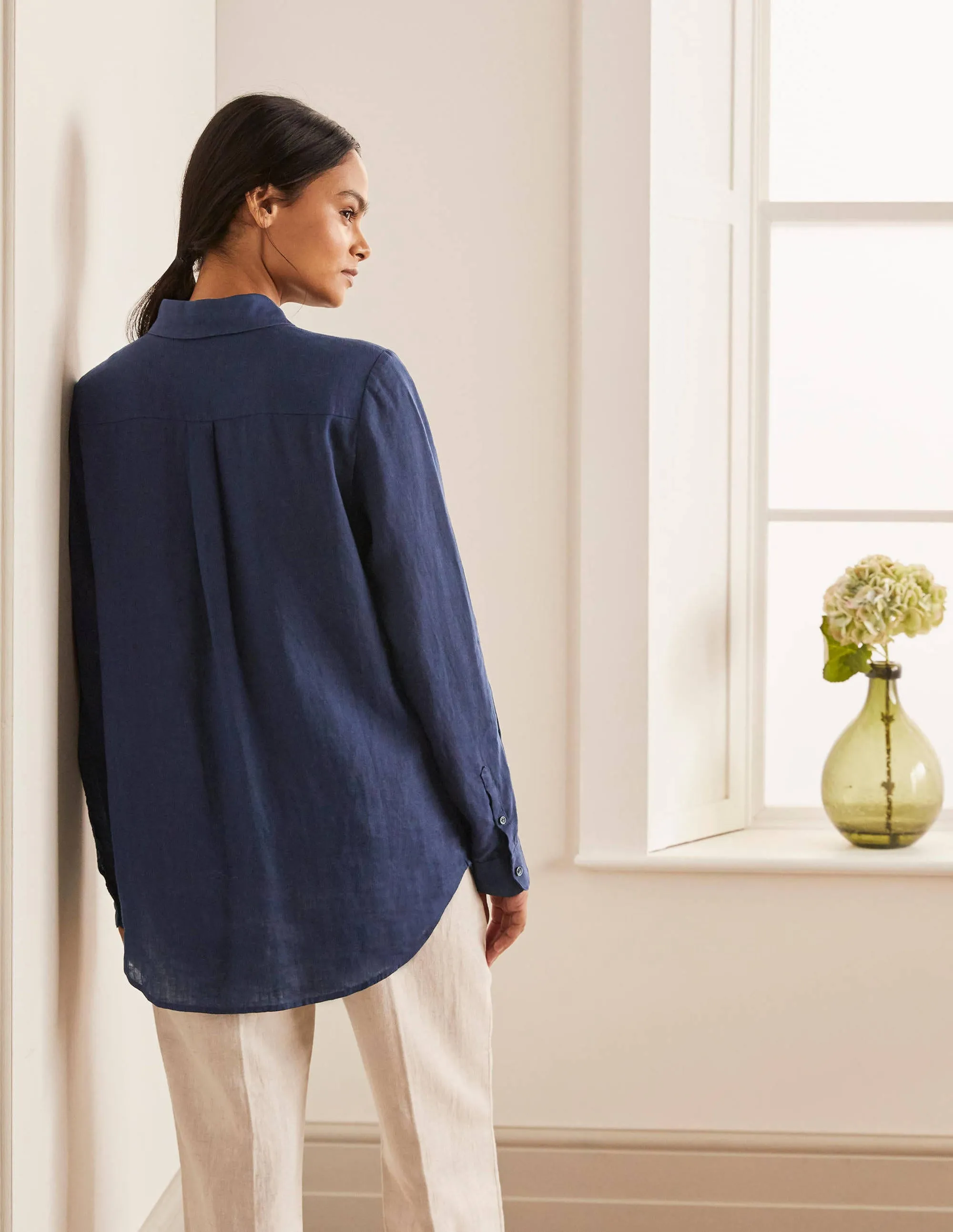 Linen Shirt-Navy