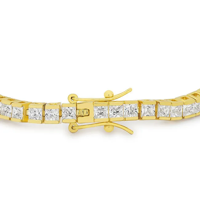 LOVCIA Jewelry Glamour Princess Cut 18k Gold Tennis Bracelet