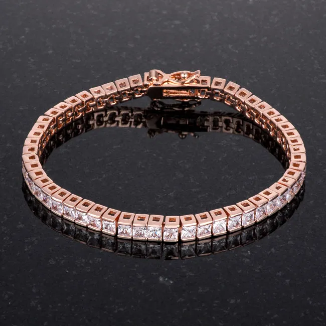 LOVCIA Jewelry Princess Cut 9.7Ct Rose Gold CZ Bracelet