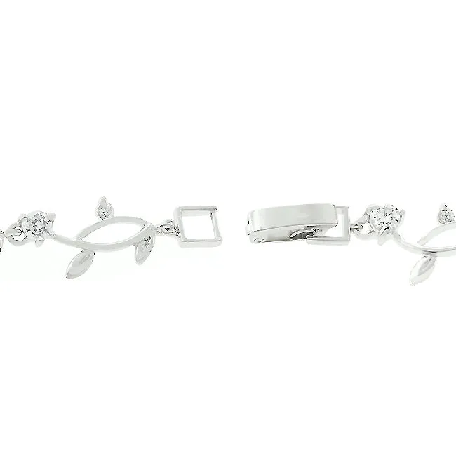 LOVCIA Vine Elegance Cubic Zirconia Rhodium Bracelet