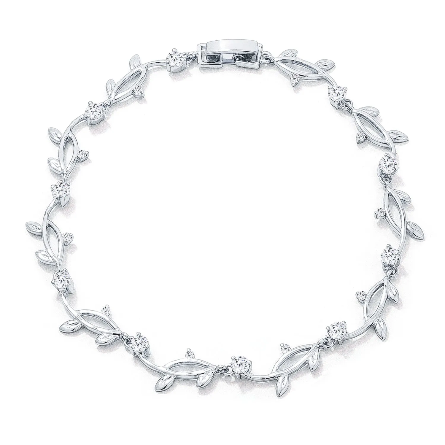LOVCIA Vine Elegance Cubic Zirconia Rhodium Bracelet