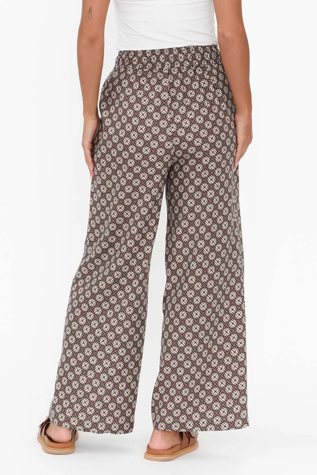 Lui Chocolate Geo Linen Blend Pants