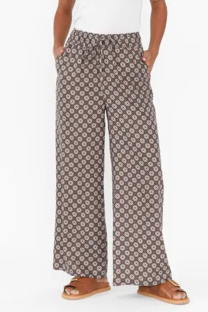 Lui Chocolate Geo Linen Blend Pants
