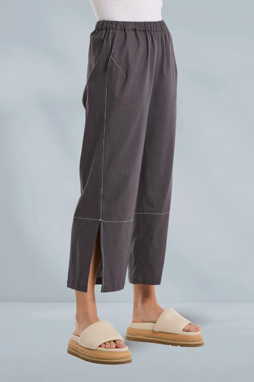 Marco Polo 3/4 Split Hem Pants Charcoal