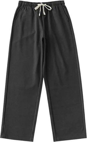 Men's Straight Leg Drawstring Outdoor Pants Twill Casual Solid Workout Trousers Baggy Comfort Summer Sweatpants