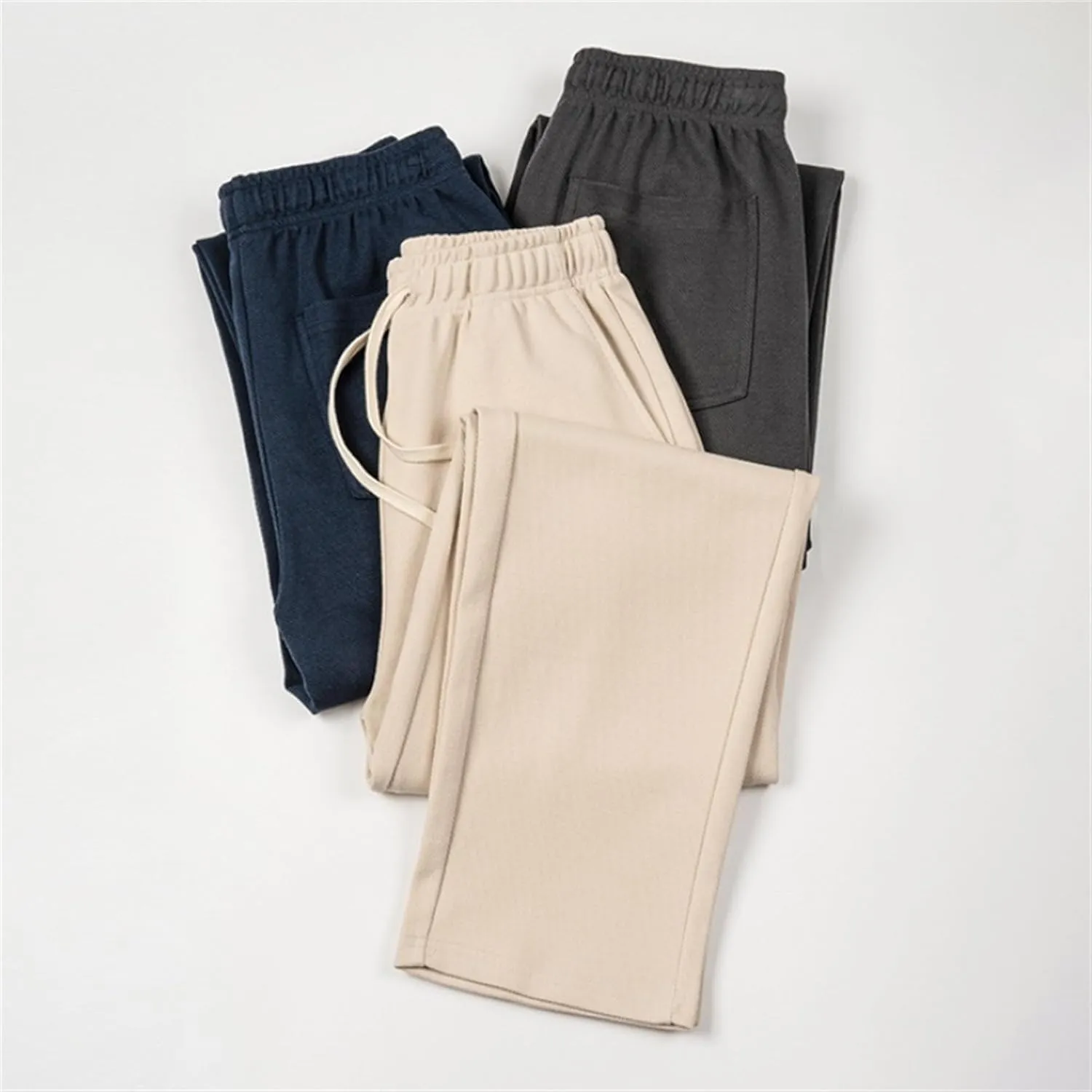 Men's Straight Leg Drawstring Outdoor Pants Twill Casual Solid Workout Trousers Baggy Comfort Summer Sweatpants
