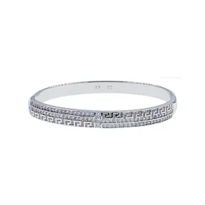 Oriane Stud Cubic Zirconia Bangle Bracelet Silver