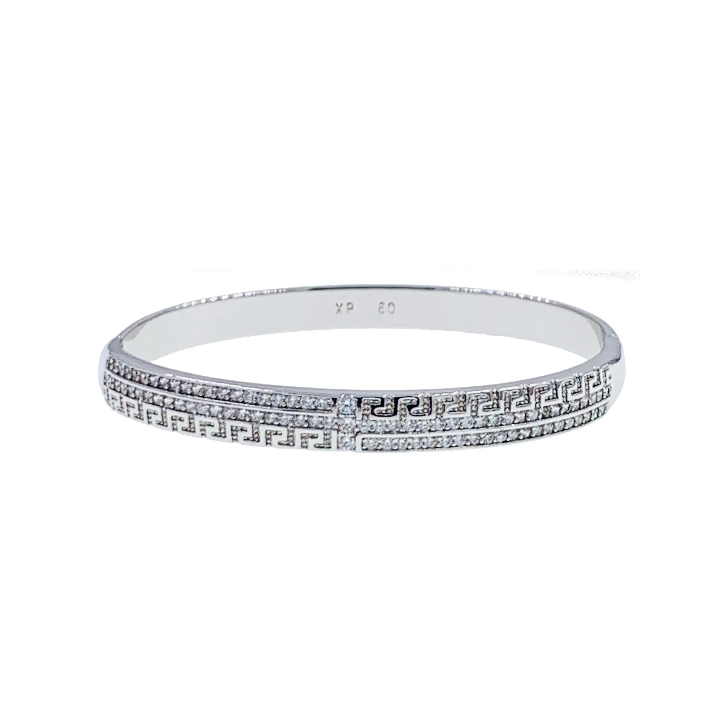 Oriane Stud Cubic Zirconia Bangle Bracelet Silver