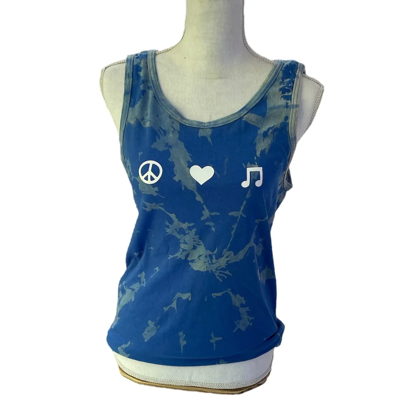 Peace, Love, Music Reverse Tie Dye Tank