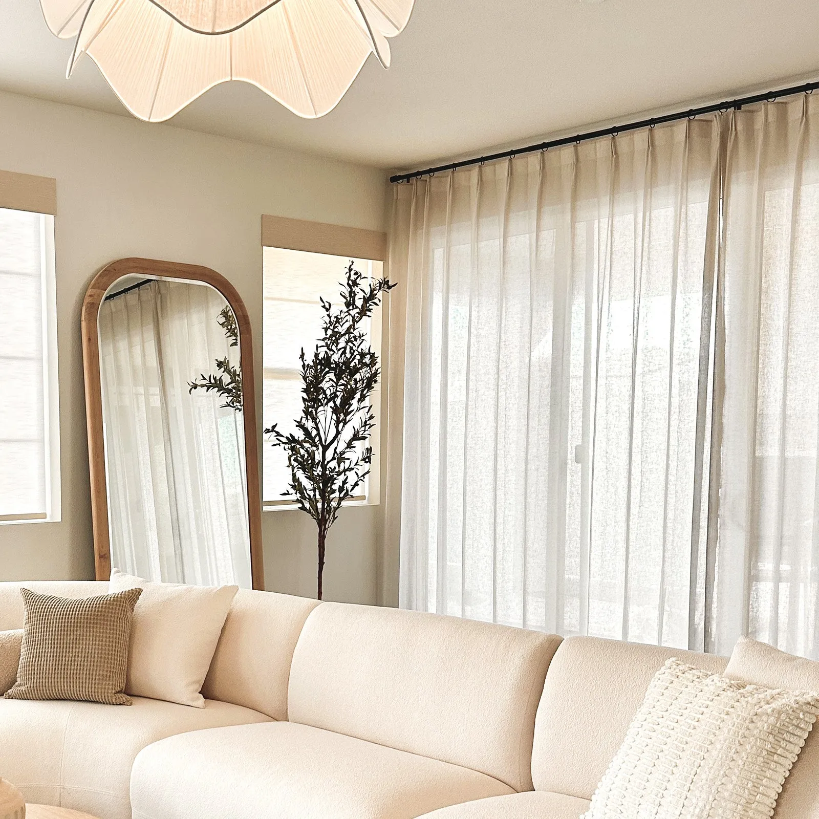 Pink | Cloud Linen Sheer Curtains Natural Soft Breezy Custom Drapes | Pleated