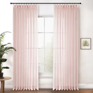 Pink | Cloud Linen Sheer Curtains Natural Soft Breezy Custom Drapes | Pleated
