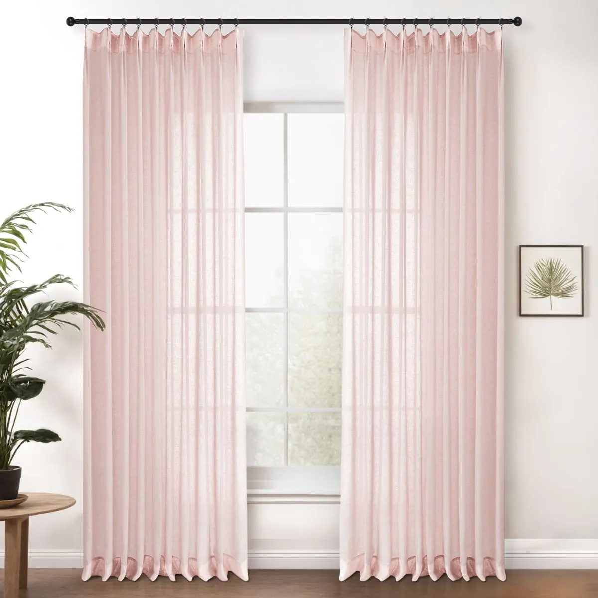 Pink | Cloud Linen Sheer Curtains Natural Soft Breezy Custom Drapes | Pleated