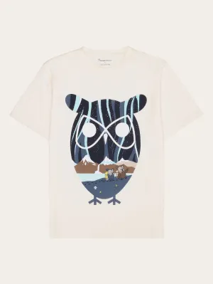 Regular single jersey seagrass owl printed t-shirt - Regenerative Organic Certified™ - GOTS - Egret
