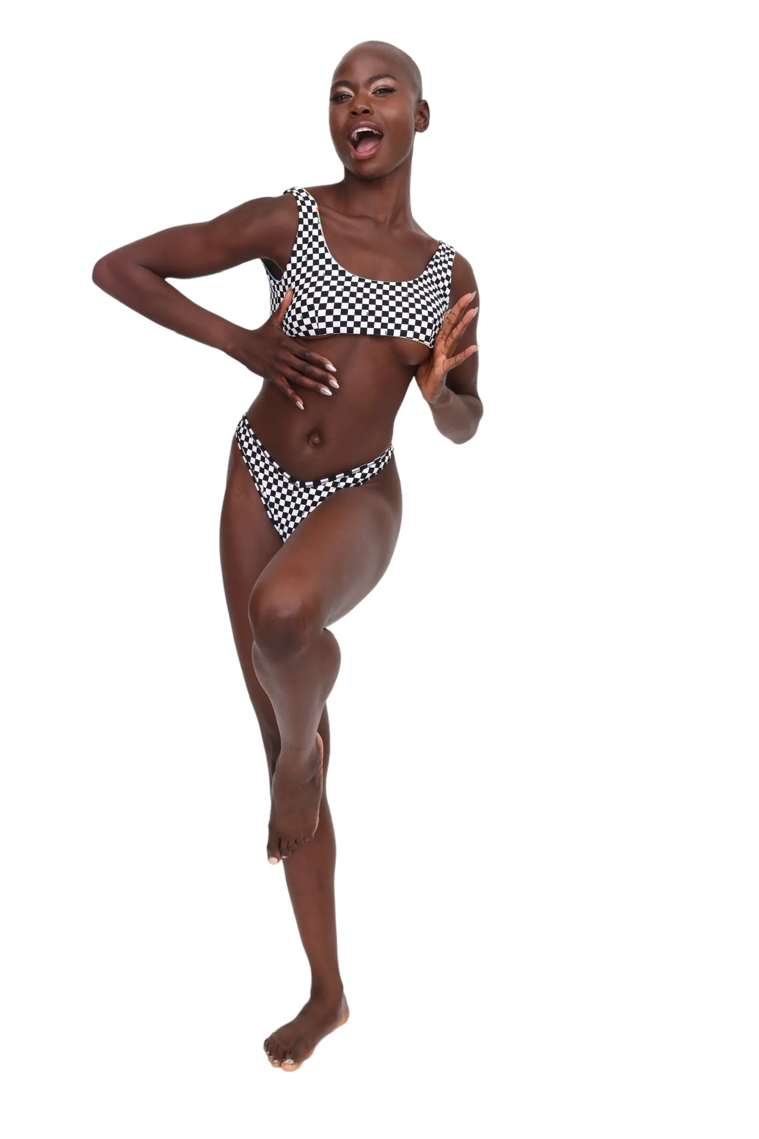 Reversible Bikini Bottoms - Hawaiian & Checkerboard