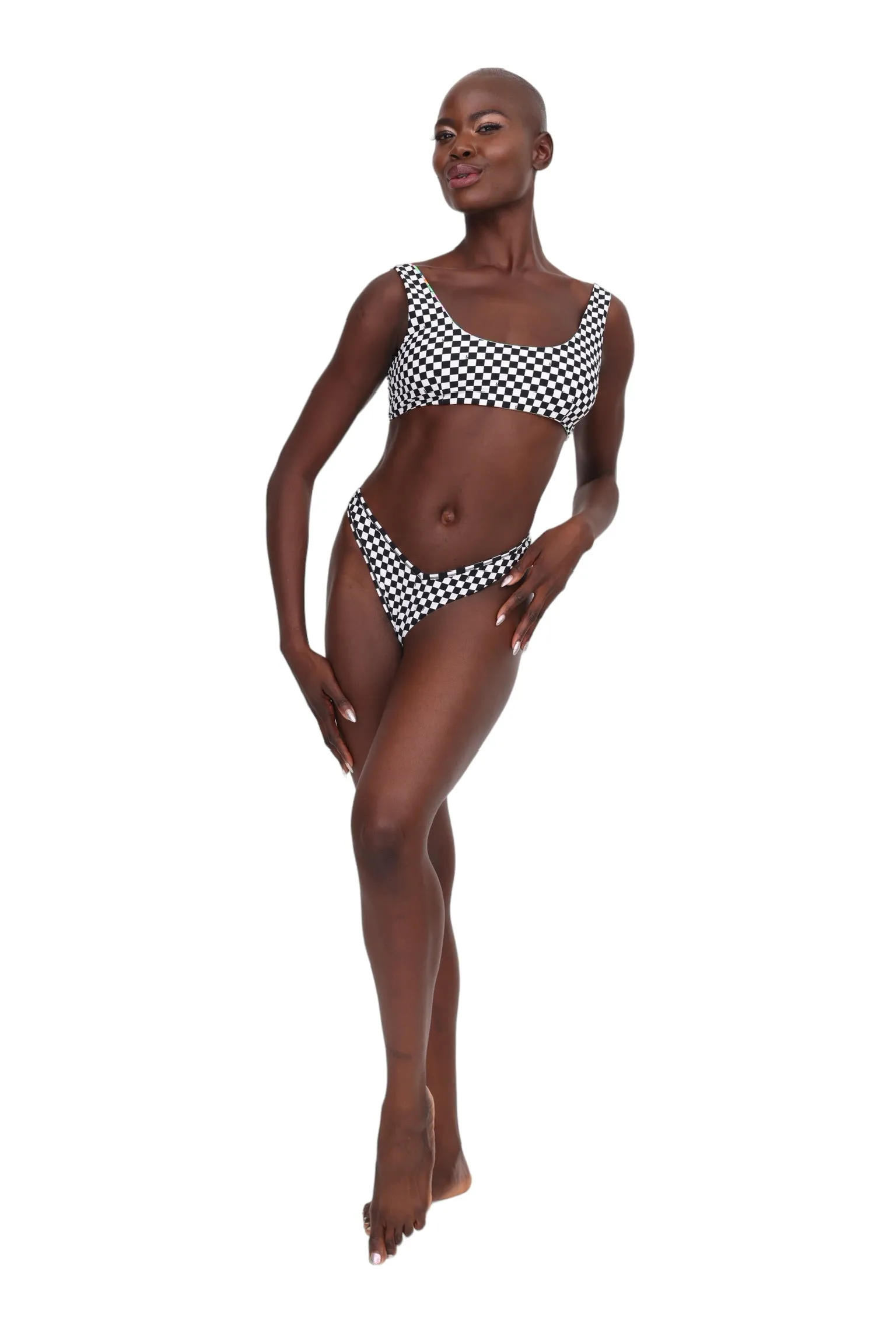Reversible Bikini Bottoms - Hawaiian & Checkerboard