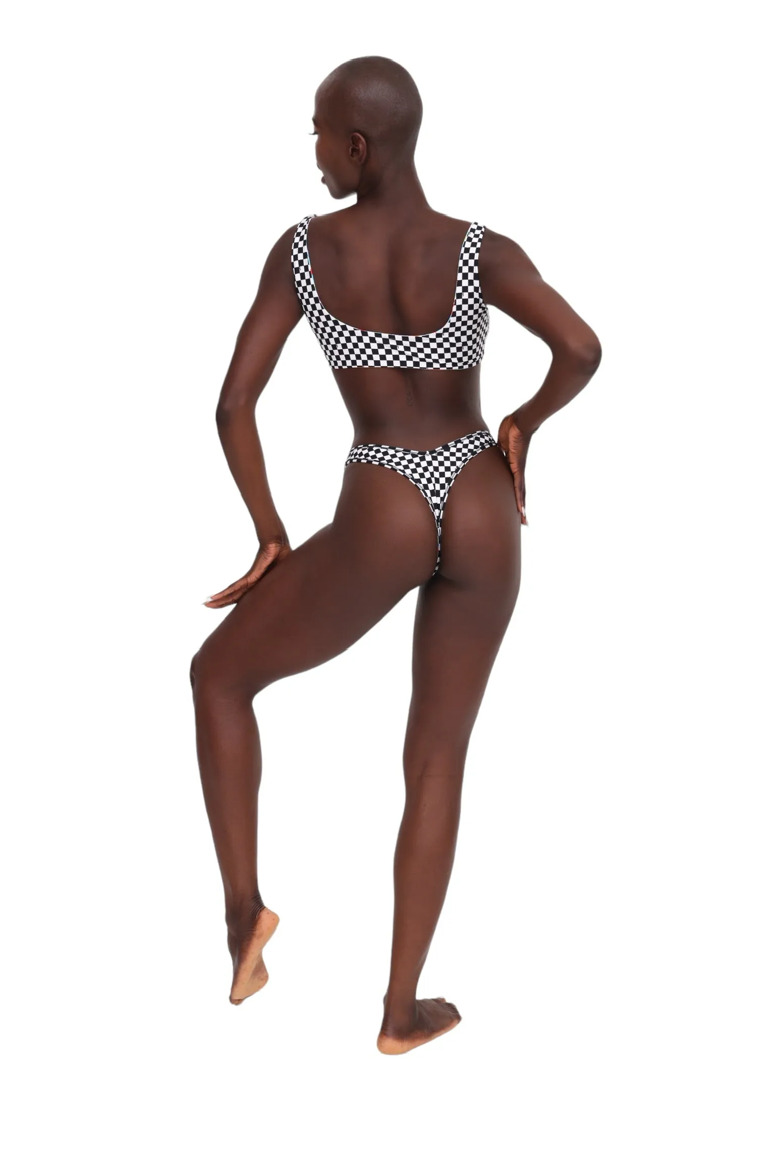 Reversible Bikini Bottoms - Hawaiian & Checkerboard