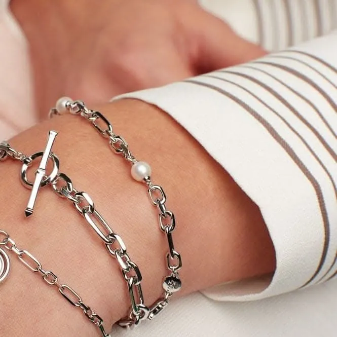 Revival Astoria Figaro Chain & Pearl 7.5" Station Bracelet 70434FP