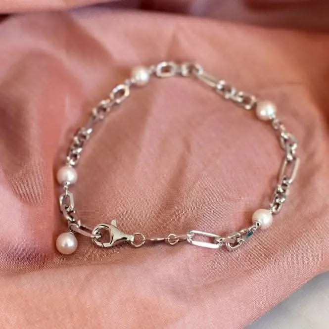 Revival Astoria Figaro Chain & Pearl 7.5" Station Bracelet 70434FP