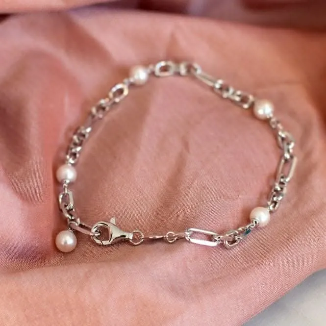 Revival Astoria Figaro Chain & Pearl 7.5" Station Bracelet 70434FP
