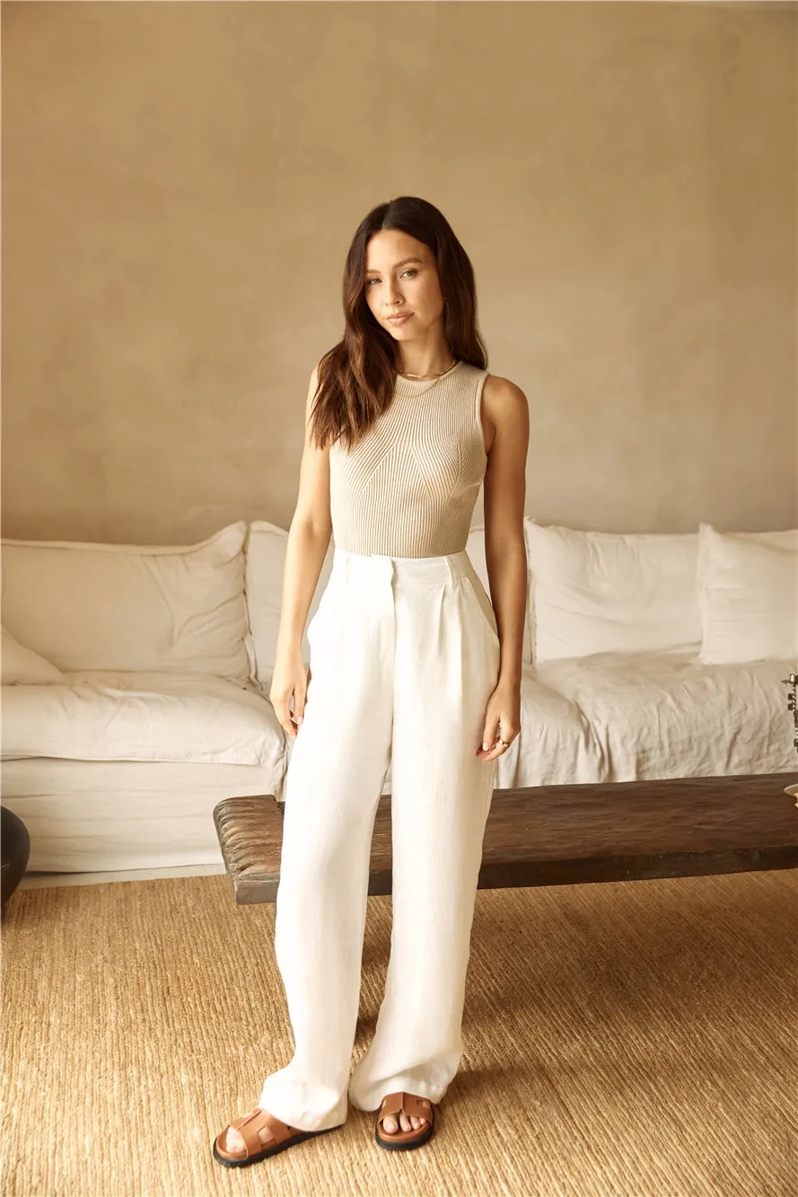 Riviera Bliss Linen Pants White
