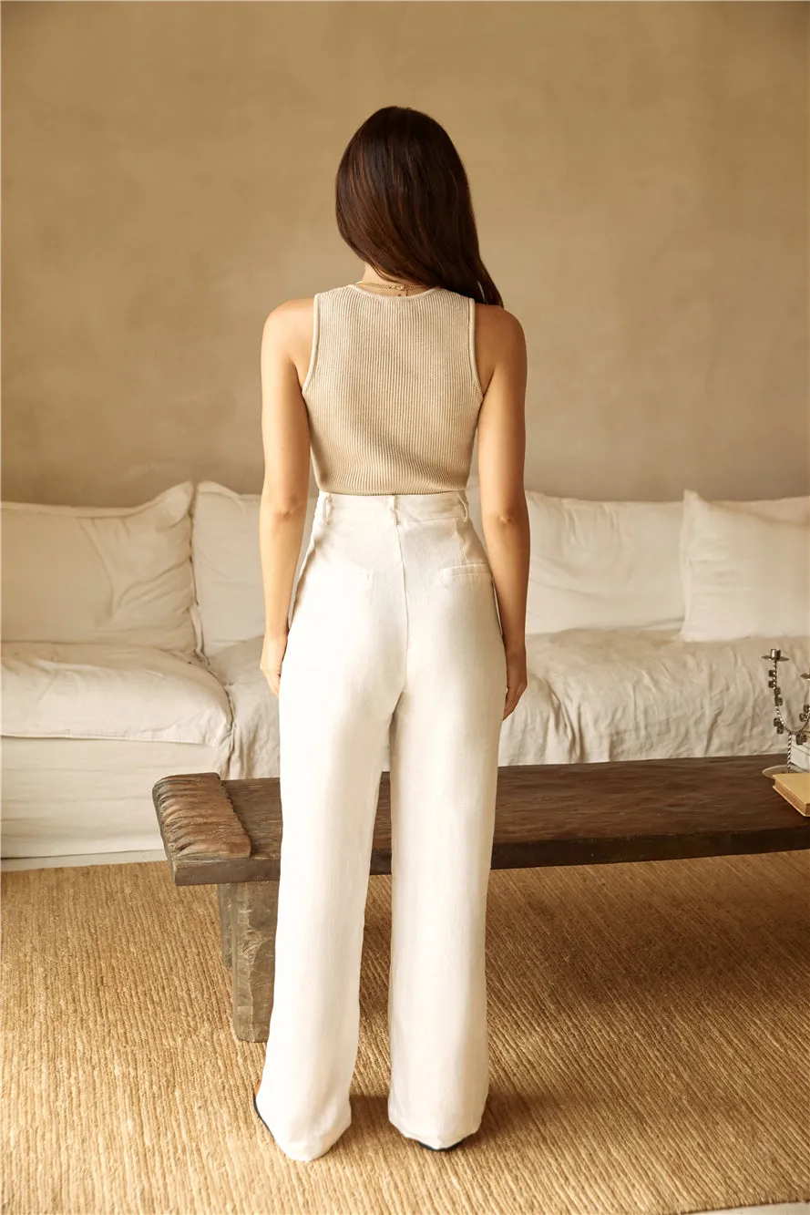 Riviera Bliss Linen Pants White