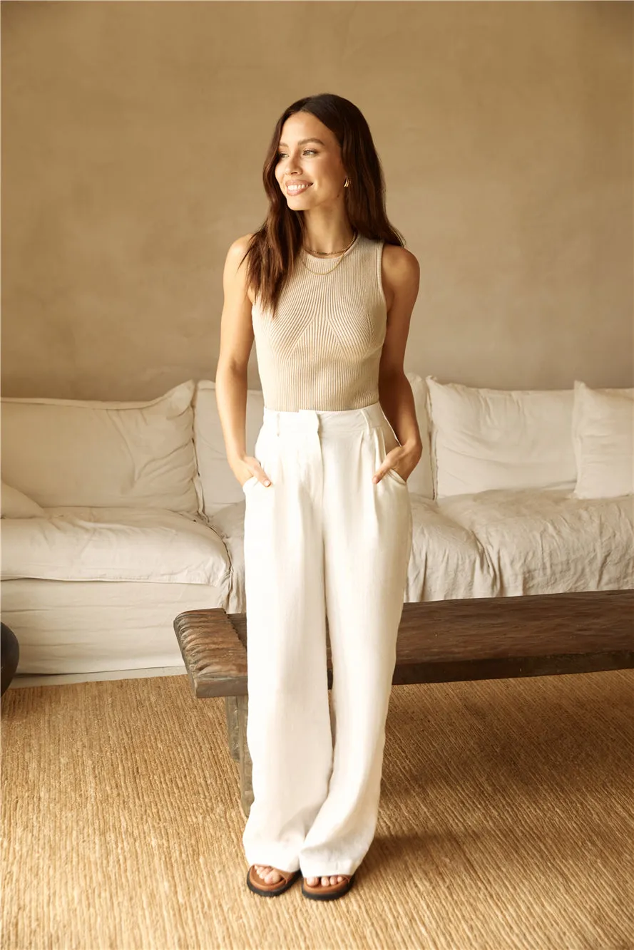 Riviera Bliss Linen Pants White